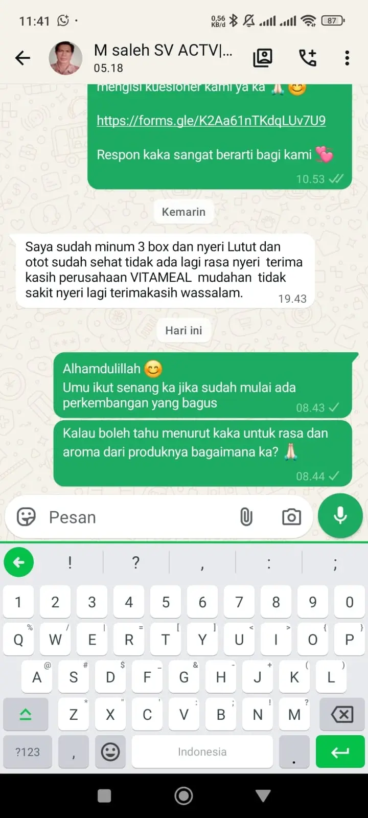 CRM WINDA_Neyri lutut dan otot sudah tidak sakit, tidak pesan lagi