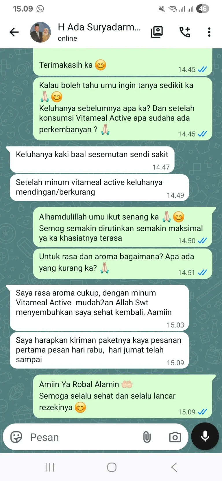 CRM Winda_Sendi sakit mulai berkurang, rasa & aroma cukup
